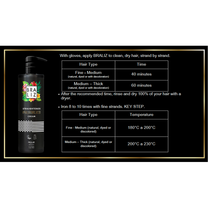 Braliz Sraightener Hyaluronic Cream Keratin 1000ml